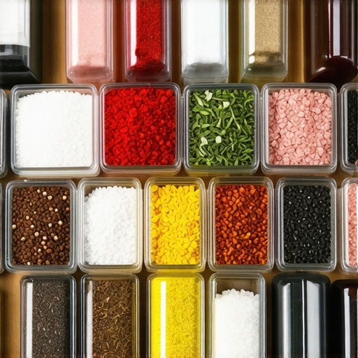 Premium Salts and Advanced Sensors for Flavor Precision Assortment of gourmet salts, fresh herbs, and a high-tech sensor device used in professional culinary settings.
