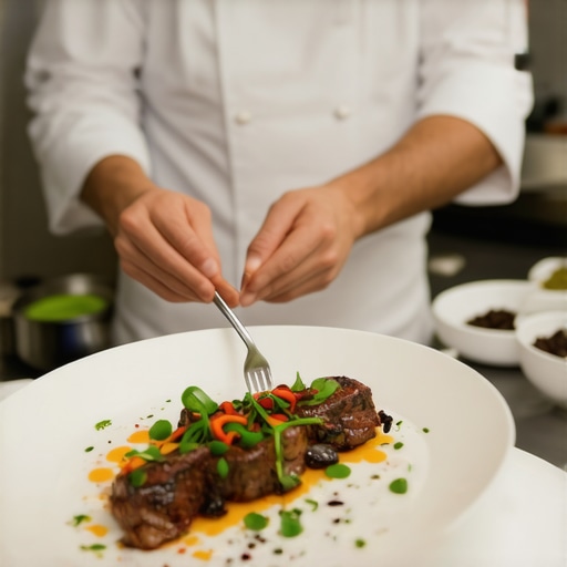 Professional Private Chef at Wedding Dinner Chef preparing exquisite wedding cuisine in elegant setting