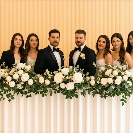 Professional wedding staff coordinating service Wedding staff in formal attire managing guest service seamlessly