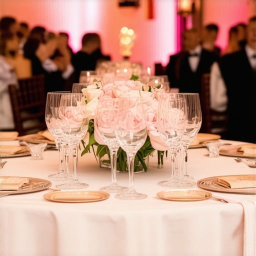 Wedding reception with professional servers attending happy guests in a luxurious setting.