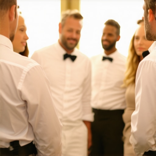 Wedding servers working together smoothly under the supervision of a dedicated manager