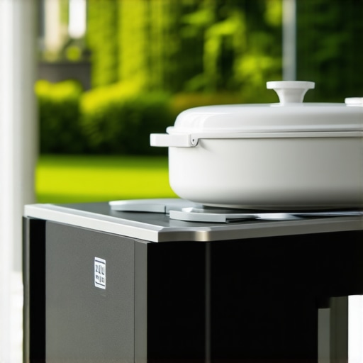 Smart Catering Container with IoT Sensors A sleek catering container equipped with IoT sensors tracking food conditions during outdoor wedding service