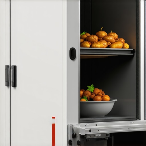 Smart Catering Container with IoT Sensors A modern catering container equipped with temperature sensors and GPS tracker, demonstrating innovative logistics technology.