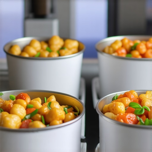 Smart Catering Technology in Action Container with embedded temperature sensor monitoring food temperature during a wedding event.