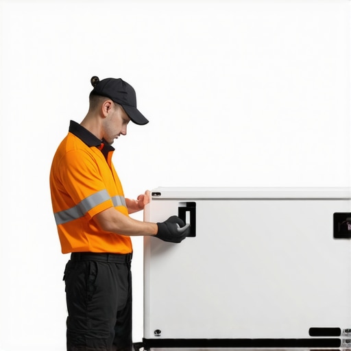 Smart Delivery Container Technology A modern insulated delivery box equipped with digital sensors and cooling system demonstrating advanced food transportation technology.