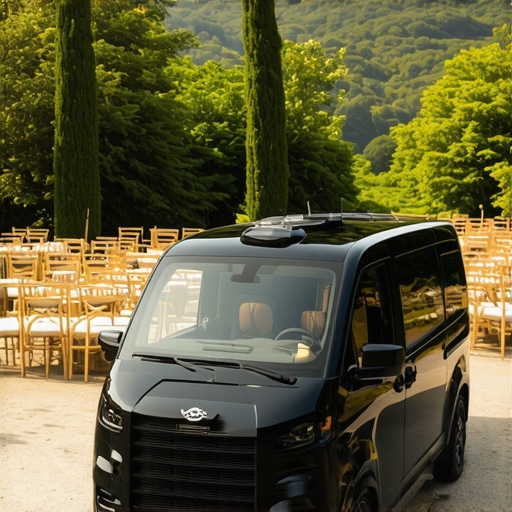 Futuristic delivery vehicle equipped with temperature monitoring for wedding catering