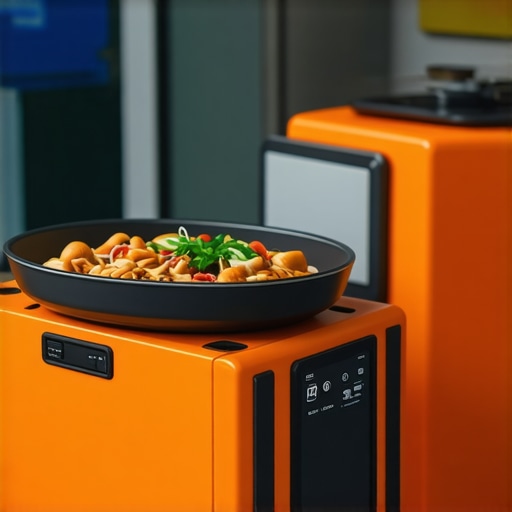 Smart Food Delivery Technology Illustration of IoT-enabled food containers with real-time monitoring in a luxury wedding setting