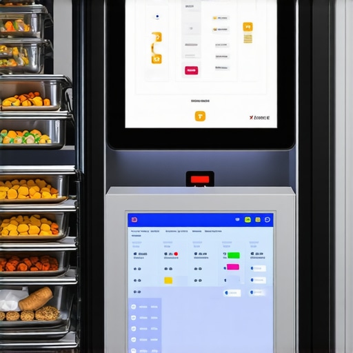 High-tech catering delivery setup with sensors and monitoring screens.