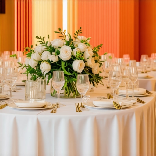 Sophisticated Wedding Beverage Service Environment A refined wedding setting with hidden service stations and soft ambient lighting.