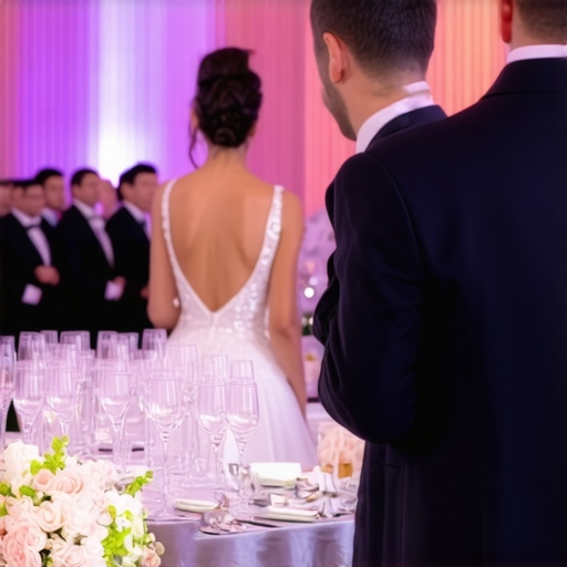 Sophisticated Wedding Service with Technology Integration Wedding staff utilizing digital tools to coordinate service at a luxurious event