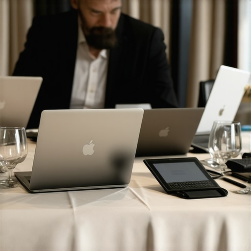 Wedding staff coordinating discreetly with headsets during a luxurious event
