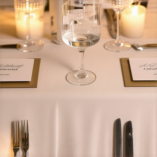 Wedding Table with Visual Service Cues A beautifully set wedding table featuring subtle branded coasters and soft lighting indicating guest readiness for service.