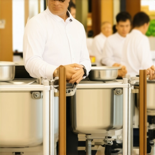 Catering staff using insulated carts to deliver hot meals at a wedding event