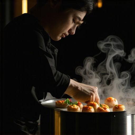 A professional server opening a thermal food carrier in a luxury kitchen