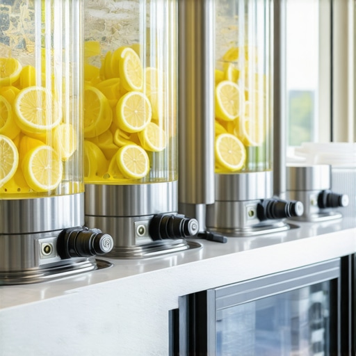 Elegant staff hydration station in a historic wedding venue