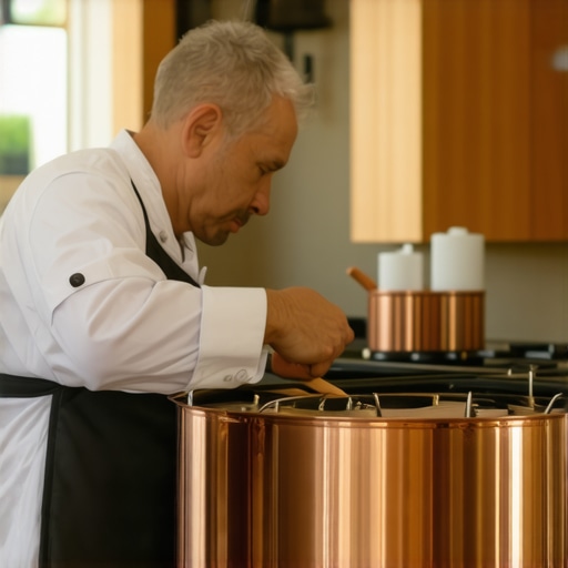 Private chef evaluating kitchen equipment and stove for wedding catering prep.
