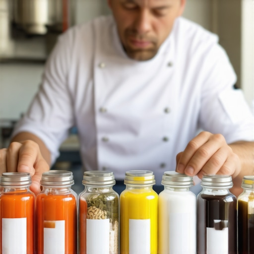 A private chef labeling ingredients to prevent cross-contamination in a luxury kitchen.