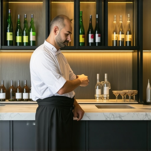 Discreet Kitchen Logistics and Waste Management A private chef maintaining a pristine kitchen environment during a high-end event.