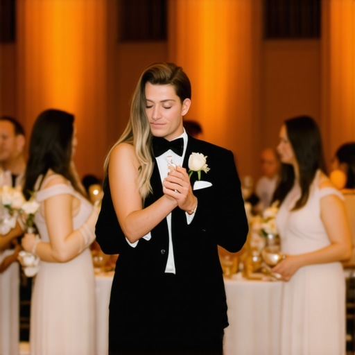 Discreet Wedding Service Excellence A professional wedding server demonstrating silent presence during a reception ceremony.