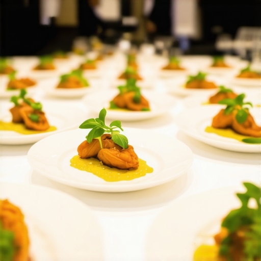 Elegantly plated corporate lunch delivery in a professional boardroom