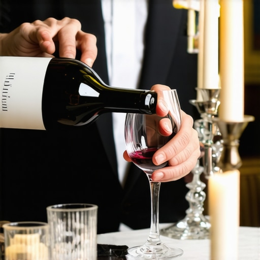 Sommelier pouring red wine into a crystal glass at a high-end wedding
