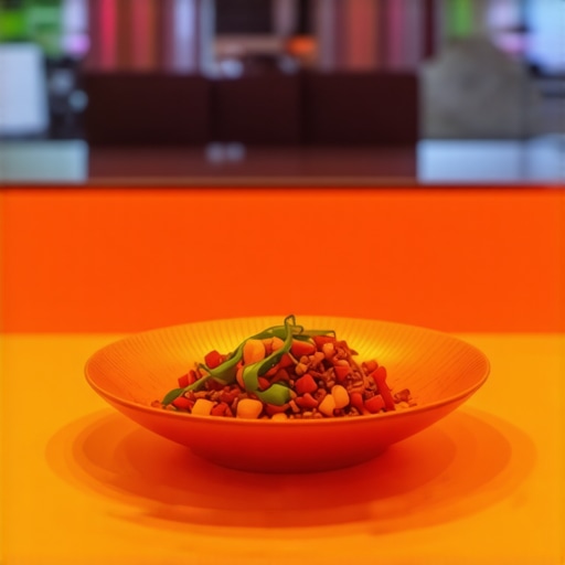 A chef meticulously garnishing a dish under warm professional lighting to ensure color accuracy.