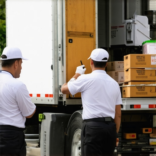 Chef and servers inspecting a temperature-sensitive delivery at a wedding venue loading dock.