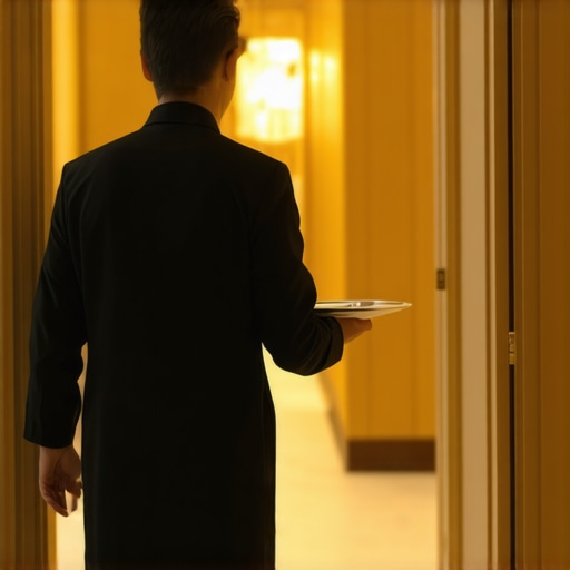 A professional server utilizing a discreet service entrance at a luxury wedding venue.