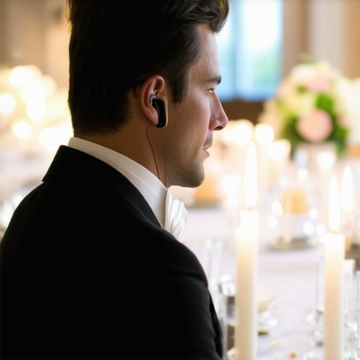 A professional hospitality supervisor managing staff and service flow at a luxury private event.