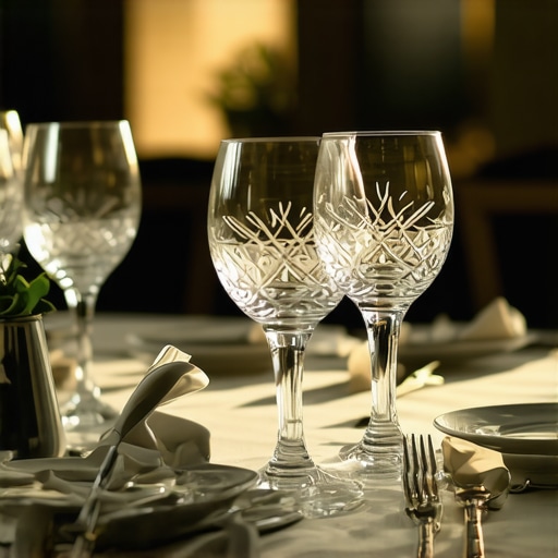 Elegant luxury table setting with crystal glassware