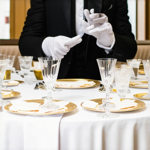 Professional server using non-verbal signals at a high-profile dinner