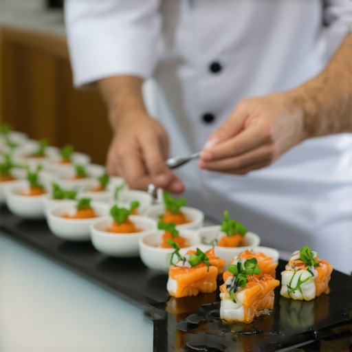 A high-end wedding buffet featuring induction heaters and professional catering staff.
