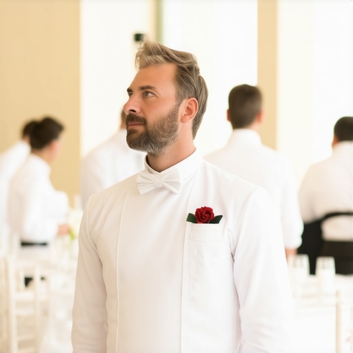 A well-organized wedding reception room showing server access paths and focused service staff