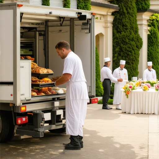 Luxury food delivery logistics for a private estate wedding.
