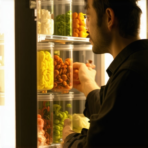 A kitchen helper organizing gourmet leftovers in a luxury residential refrigerator