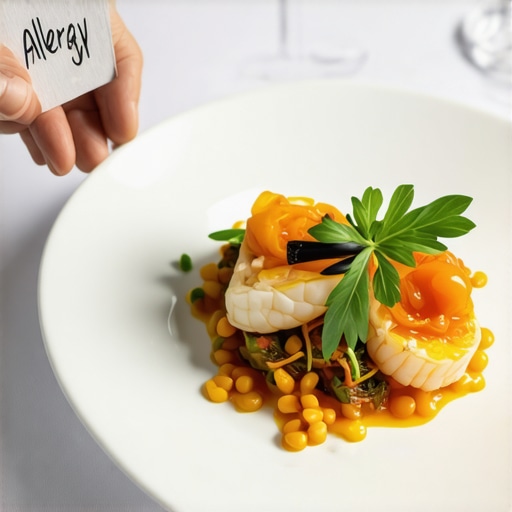 Dedicated allergy marking on a gourmet wedding dish
