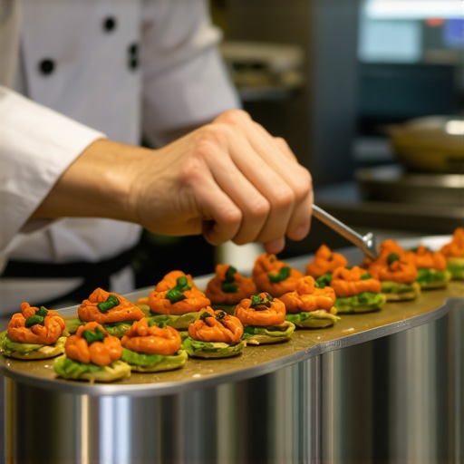 Professional catering chef using high-tech precision equipment.