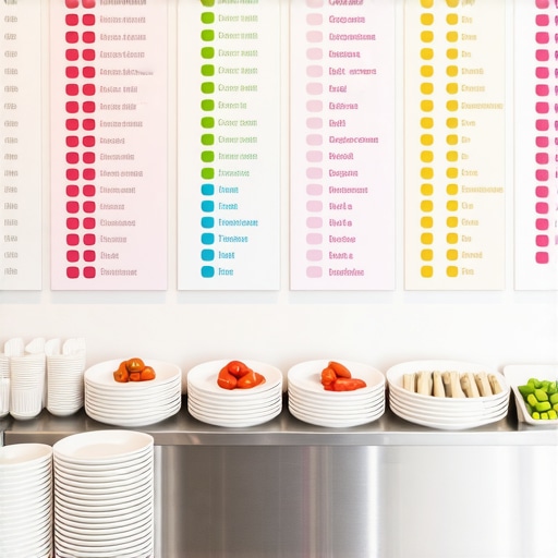 A detailed allergy matrix board in a professional wedding kitchen to ensure guest safety.