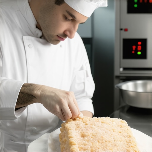 A pastry chef working in a climate-controlled kitchen ensuring dessert integrity for a luxury wedding.