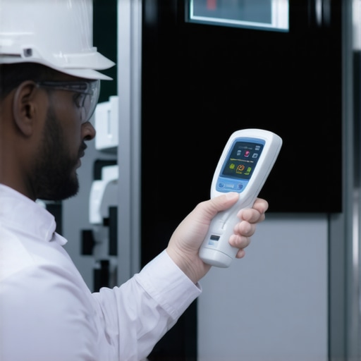 Professional coordinator checking the temperature of gourmet meals in a high-rise office staging area.