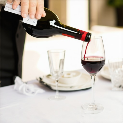 Professional server pouring wine at a wedding.