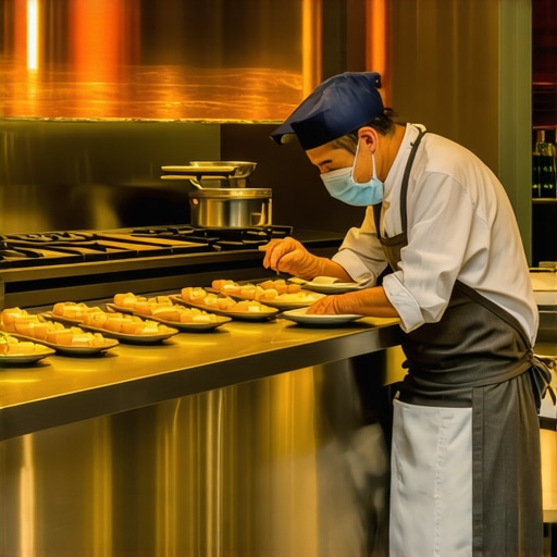 A private chef plating late-night food under infrared heat lamps at a luxury wedding.