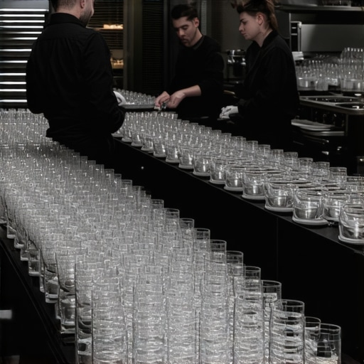Professional catering team performing a tactical load-out after a luxury wedding event.