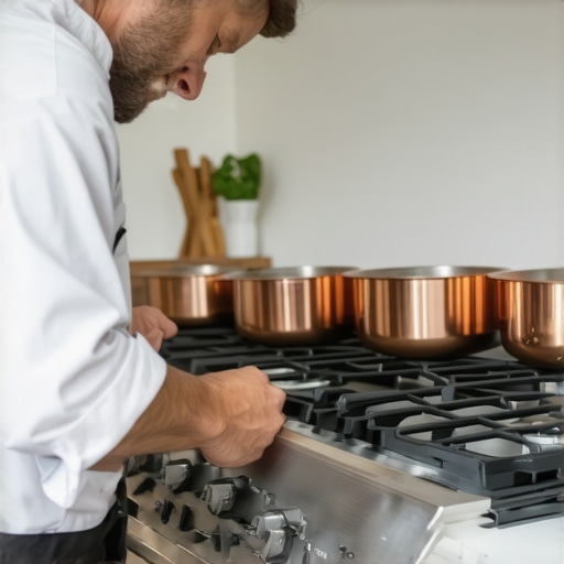 A private chef evaluating the capacity of a high-end residential stove for a dinner party.