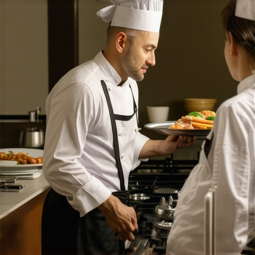 A private chef inspecting a luxury kitchen before a catered event to ensure equipment compatibility.
