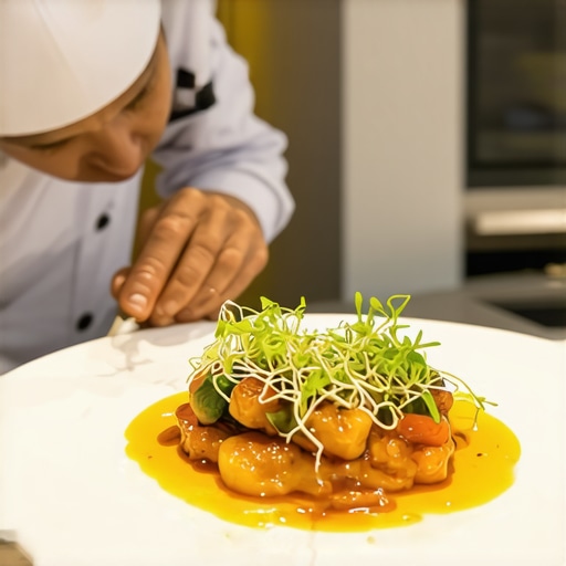 A private chef preparing high-end cuisine for a portfolio shoot