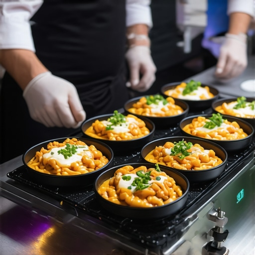 Catering team managing food temperature with professional equipment at a wedding venue