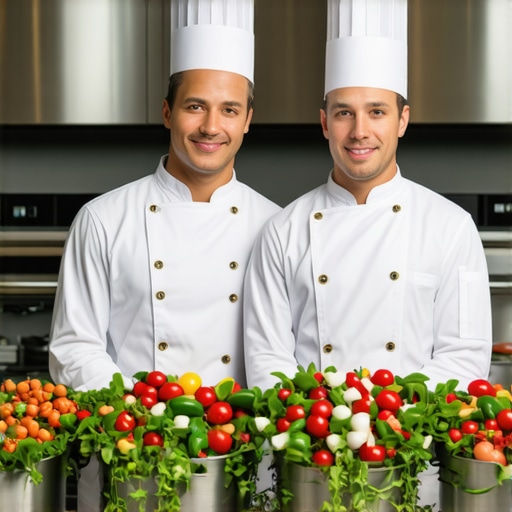 Private chef and server planning service in a luxury kitchen