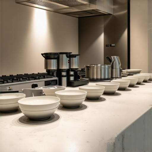 Professional private chef equipment setup and staging area in a luxury estate kitchen