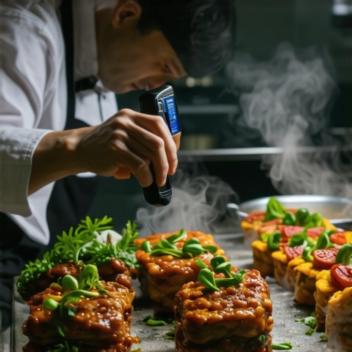 A chef performing quality control on catering orders to ensure thermal integrity.